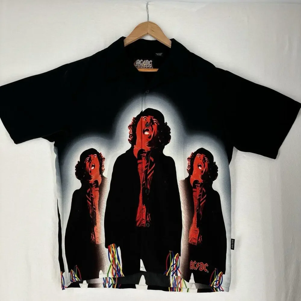 Vintage RARE AC/DC Shirt All Over Print Rockware Dragonfly Clothing Men's Medium